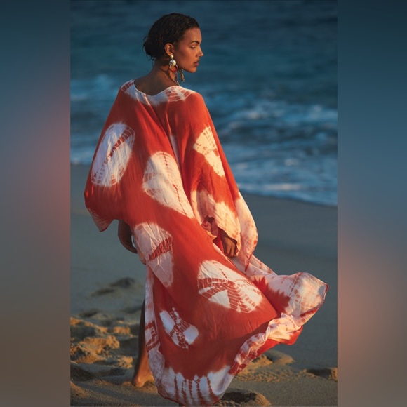 Free People Other - Free People Spellbound Tie Dye Maxi Duster Red Orange Cream Swim Coverup